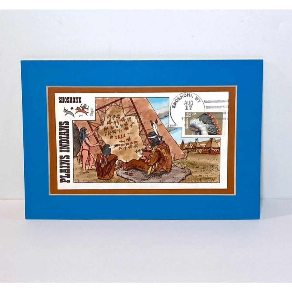 Collins First Day Cover (FDC) "Plains Indians: Shoshone" Hand Painted Matted